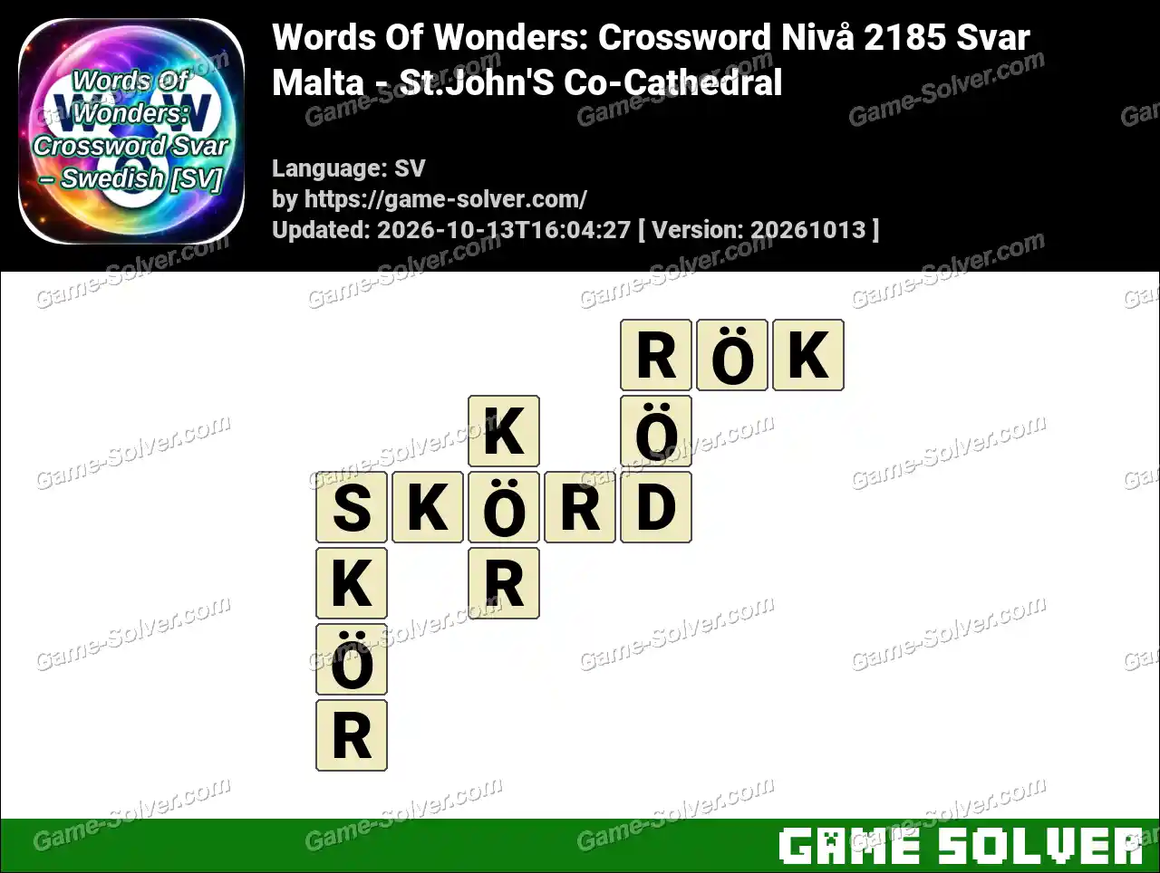 Words Of Wonders: Crossword Nivå 2185 Svar – Malta – St.John’S Co-Cathedral
